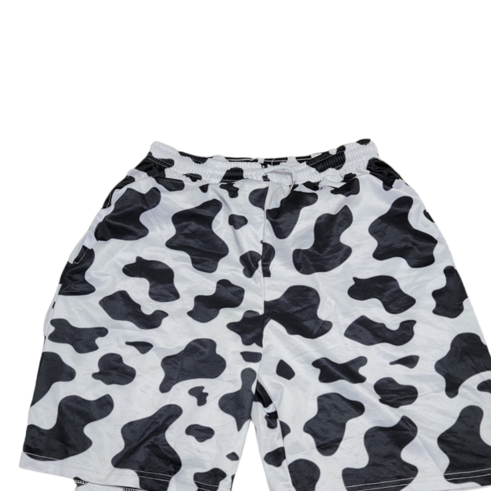 Romwe cow print draw string shorts